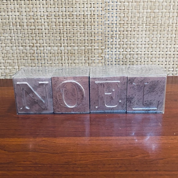 🎄NIB NOEL Vintage Style Silver Tabletop Decor Blocks - Picture 1 of 7